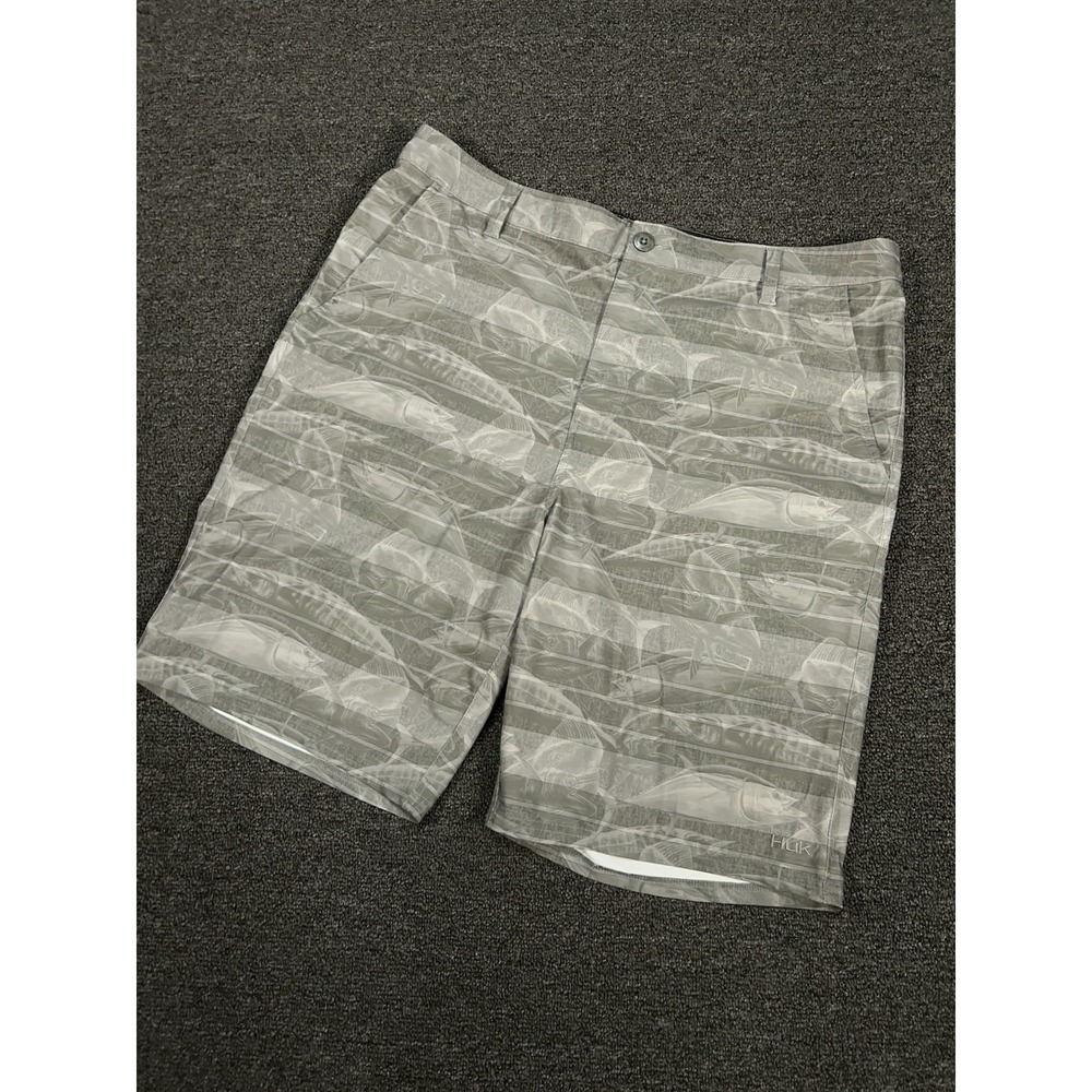 Huk Performance Fishing Shorts Men's 36 (Fits 38) Hybrid Walk Green Fish Market